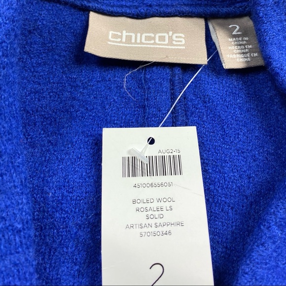 Chico’s New Boiled Wool Cardigan Sweater Size 2 - Picture 2 of 5